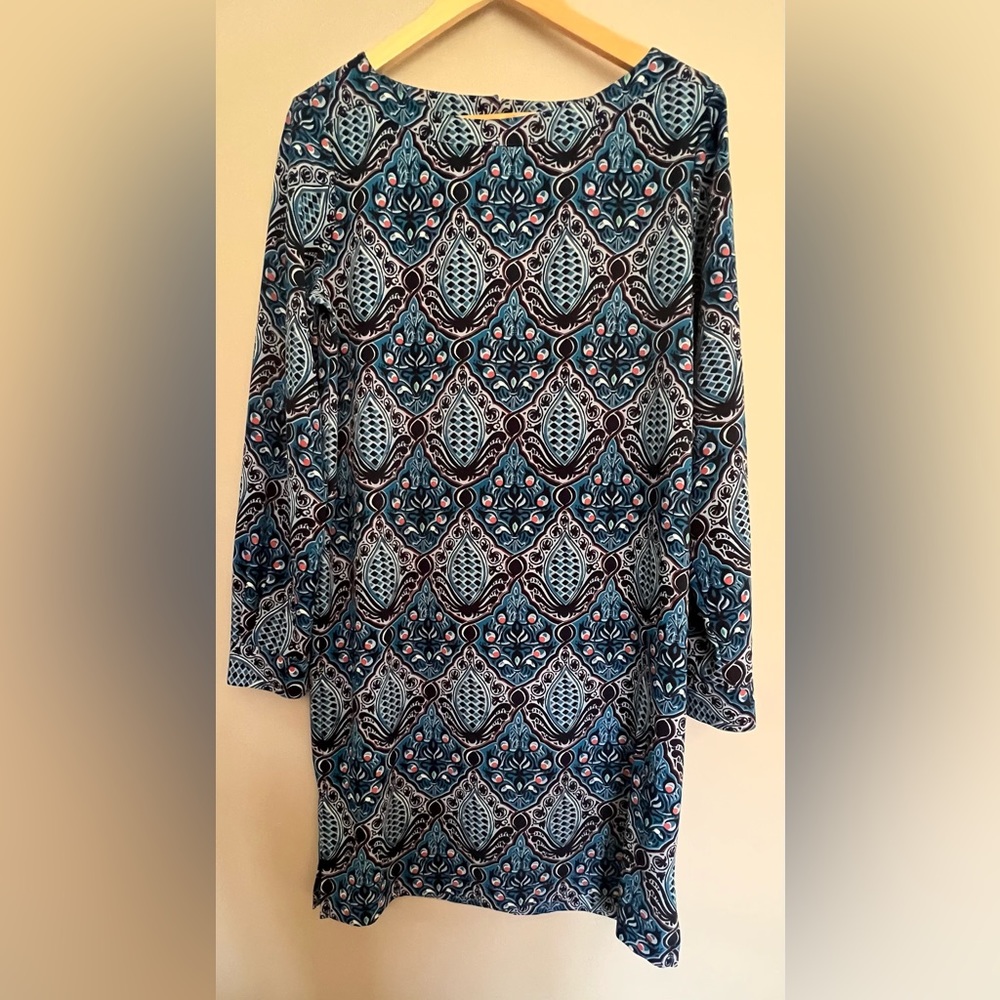 Loft blue and black printed dress. Size M